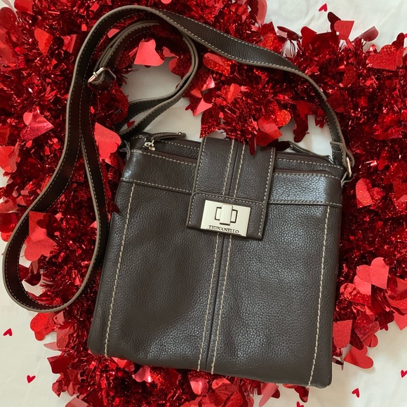 Tignanello 100% Genuine Leather Brown Crossbody Purse Vintage Academia Timeless - Picture 2 of 16